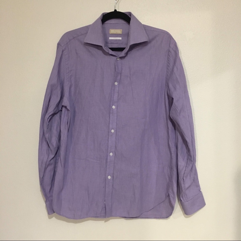 Michael Kors Long Sleeve Button Up Shirt Purple